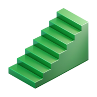 harmonious vibrant Scalable isometric staircase with single-weight stroke, green with Scalable Design. exclusive png