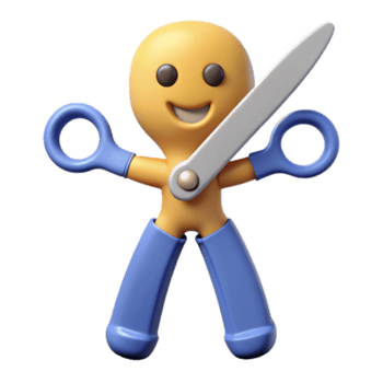 dramatic memorable Simple scissors character with open blades. Clean lines, scalable, single-weight stroke with Scalable Design. png
