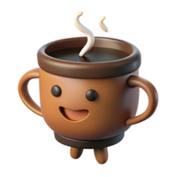 imaculado arte deco sorridente café copo personagem com vapor. limpar \ limpo linhas, escalável, peso único acidente vascular encefálico com escalável Projeto. magistralmente capturado png