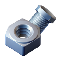 intense striking Isometric nut and bolt, minimal design, flat color, crisp edges with Scalable Design. crisp png