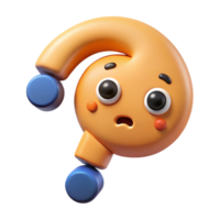 dynamic vibrant Question mark character with a curious expression. Scalable, minimal, symmetrical design with Scalable Design. 4K png