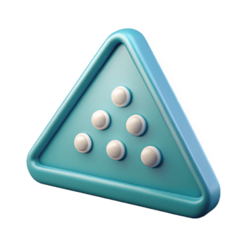vibrant mysterious modern Triangular badge with three dots. Clean lines, flat color, single-weight stroke with Scalable Design. expertly shot png