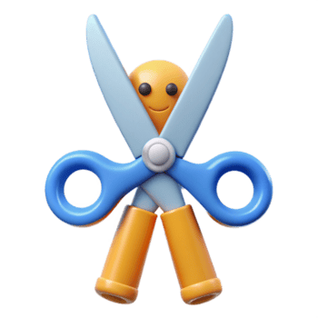 vibrant joyful baroque Simple scissors character with open blades. Clean lines, scalable, single-weight stroke with Scalable Design. high resolution png