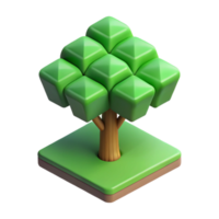 reflective striking Scalable isometric tree, clean lines, green with Scalable Design. professional png