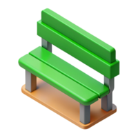 dazzling dreamy gothic Minimal isometric park bench, single-weight stroke, green with Scalable Design. top-tier png