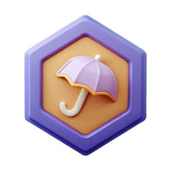 notável gótico Pentágono crachá com uma simples guarda-chuva ícone. fresco arestas, mínimo, peso único acidente vascular encefálico com escalável Projeto. nível superior png