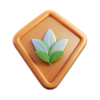 dramatic glorious Triangular badge with a single leaf. Flat color, clean lines, minimal with Scalable Design. studio quality png