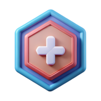immaculate classic Hexagonal badge with a bold plus sign. Geometric, scalable, clean lines with Scalable Design. sharp png