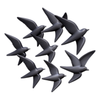 dazzling whimsical impressionist Silhouette of a flying bird flock. Scalable, flat color, sharp edges with Scalable Design. flawless png