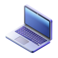hypnotic elegant Isometric laptop computer open. Clean lines, with Scalable Design. masterfully captured png