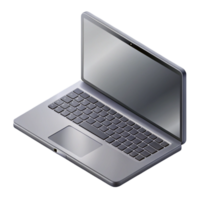 immaculate melancholic vintage Clean lines isometric laptop, scalable design, grey with Scalable Design. studio quality png