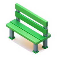 immaculate renaissance Minimal isometric park bench, single-weight stroke, green with Scalable Design. handcrafted png