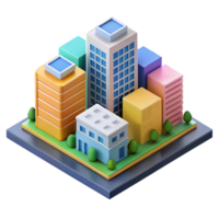 acclaimed industrial Isometric city block with colorful buildings. Crisp edges, flat color with Scalable Design. sharp png