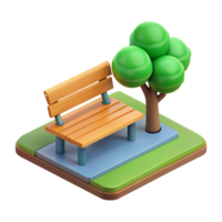 majestic distinguished Isometric park bench under a tree. Flat color, crisp edges with Scalable Design. png