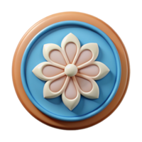 extraordinário memorável circular crachá com uma estilizado flor ícone. simétrico, escalável, limpar \ limpo linhas com escalável Projeto. png