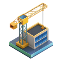 distinctive rustic Isometric building crane. Crisp edges, single-weight stroke with Scalable Design. sharp png