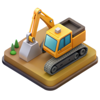 acclaimed nordic Isometric excavator digging. Clean lines, flat color with Scalable Design high quality png