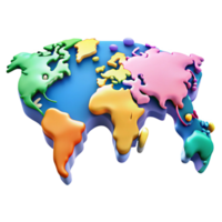 joyful fascinating World map with highlighted continents in different flat colors. Crisp edges, clean lines with Scalable Design. genuine png