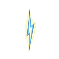 A glowing blue lightning bolt icon with yellow outline, symbolizing energy and power. design is simple and striking, often used to represent electricity or speed png