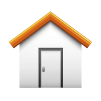 A simple white house icon with orange roof and closed door, symbolizing home or real estate. design is minimalistic and clean, often used in digital interfaces or applications png