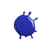 A vibrant splash of blue paint creates abstract shape with dynamic drips, set against clean transparency background. glossy texture and bold color evoke creativity and energy png