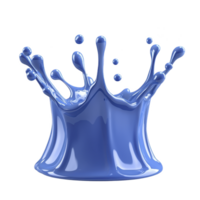 A vibrant blue liquid splash forms dynamic crown shape against transparency background, capturing motion and fluidity. splash is smooth and glossy, evoking sense of energy and movement png