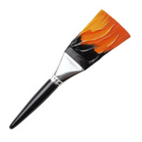 A paintbrush with vibrant orange and black bristles is shown against transparency background, highlighting its artistic and creative potential png