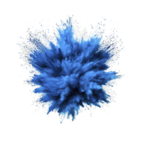 A vibrant explosion of blue powder creates dynamic and energetic burst against transparency background, capturing essence of motion and color in striking visual display png