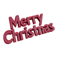 A Red 3D text saying Merry Christmas with festive and joyful design, perfect for holiday greetings and seasonal decorations. text has striped pattern adding playful touch png