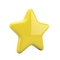 A shiny yellow star with smooth surface and three dimensional appearance, set against plain background, symbolizing excellence or achievement png