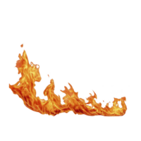 A dynamic, curved flame with vibrant orange and yellow hues against transparent background, evoking energy and warmth. Perfect for design projects needing fiery elements png