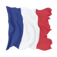 An image shows waving flag with vertical stripes of blue, white, and red, representing national flag of France. fabric appears to be gently rippling, conveying sense of movement. French flag waving png