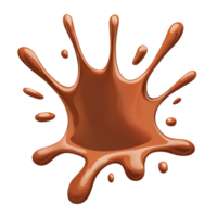 A splash of glossy brown liquid creates abstract shape, resembling paint or chocolate splatter. smooth texture and dynamic form convey sense of motion and fluidity png