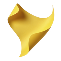 A vibrant yellow paper sheet gracefully curls and twists, creating abstract and dynamic shape against plain background. smooth texture and bright color evoke sense of creativity and energy png