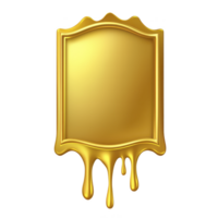 A golden, ornate frame with dripping effect creates luxurious and artistic appearance, perfect for adding touch of elegance to any design. shiny gold finish enhances its opulent feel png
