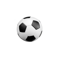 A classic black and white soccer ball with pentagonal and hexagonal patterns, isolated on transparency background. ball is perfectly round and appears ready for play png