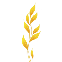 A Golden leaves with sleek, elegant design are arranged in vertical pattern, creating sense of natural beauty and sophistication. leaves have shiny, metallic appearance, adding luxurious touch png