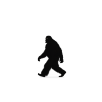 A silhouette of large, mysterious creature walking, often associated with folklore and cryptozoology, set against plain background. image evokes curiosity and intrigue png
