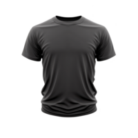 A plain black t shirt is displayed against transparency background, showcasing its simple and classic design. shirt features short sleeves and round neckline, emphasizing its casual and versatile png