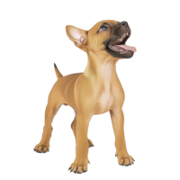 A playful brown puppy with open mouth and alert ears stands on transparency background, exuding energy and excitement png