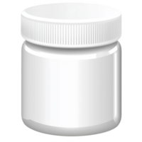 A white plastic jar with ribbed screw on lid, commonly used for storing creams, ointments, or supplements. container is simple and unbranded, suitable for various products png