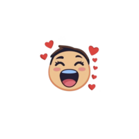 A joyful emoji with wide open mouth and hearts surrounding it, expressing love and happiness. emoji has cheerful expression, conveying excitement and affection png