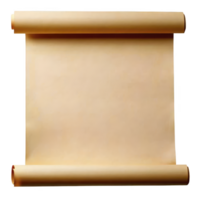 A blank parchment scroll with rolled edges, perfect for historical or vintage themed projects. aged paper texture adds authentic touch, ideal for calligraphy or artistic designs png