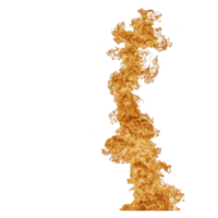 A tall, dynamic column of orange flames rises against transparent background, showcasing intense energy and movement of fire. intricate details of flames create sense of power and heat png