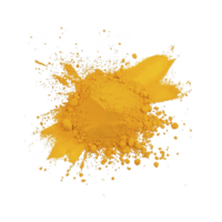 A vibrant splash of yellow powder is scattered against transparency background, creating dynamic and energetic visual effect. texture and color suggest lively and artistic expression png