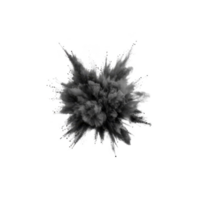 A dramatic black and white explosion of smoke and particles against transparency background, creating dynamic and intense visual effect. burst radiates outward with sharp, jagged edges png