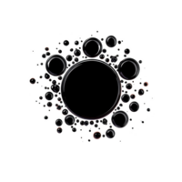 A This features cluster of black circles of varying sizes arranged circular pattern against transparent background. design is abstract and modern, creating sense of depth and movement.abstract png