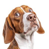 A curious beagle with expressive eyes and glossy coat looks up, capturing attention with its endearing gaze. dog floppy ears and distinctive markings add to its charm png