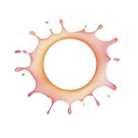 A This features circular splash of liquid with gradient of pink and orange hues, creating dynamic and energetic visual effect. splash forms ring with droplets extending outward png