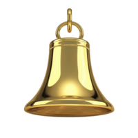 A shiny golden bell with smooth surface and loop for hanging, reflecting light beautifully. bell elegant design and metallic finish make it perfect for festive decorations or ceremonial use png